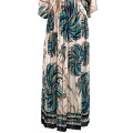 2020 Printed Chiffon Loose Dress Half Sleeve Maxi Long Dresses For Women